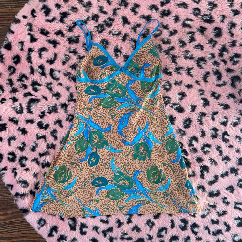 Vintage Jaclyn Smith night gown small Leopard blue Y2K - Picture 3 of 3